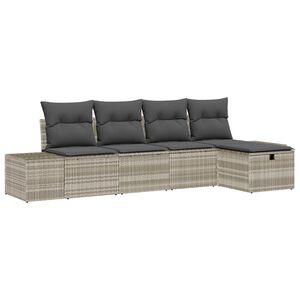 vidaXL Tr&auml;dg&aring;rdsoffset med kudde 5 pcs Ljusgr&aring; konstrotting