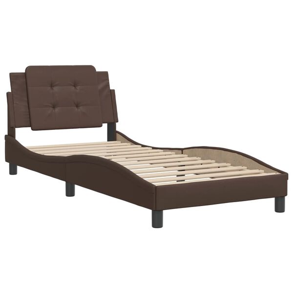 vidaXL Bed Frame without Mattress "Zadar" Brown 90x200 cm Faux Leather