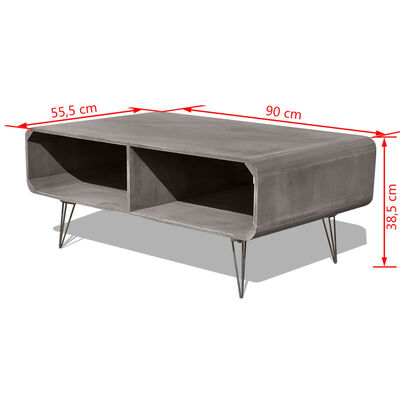 vidaXL Soffbord trä 90x55,5x38,5 cm massiv paulownia grå