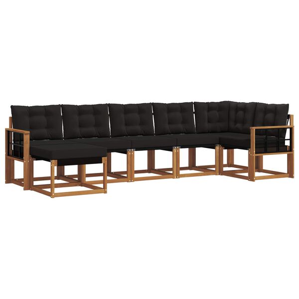 vidaXL Utomhussoffset med kudde 7 pcs Naturlig och svart