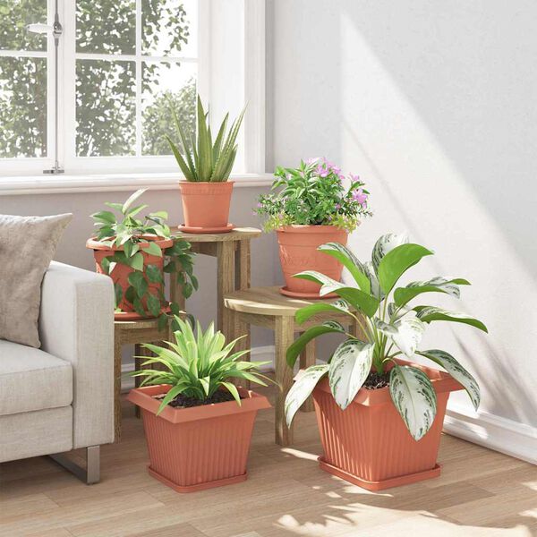 vidaXL Kvadratisk Blomkruka 6 pcs Murgr&ouml;n 28,5 x 28,5 x 22 cm Plast