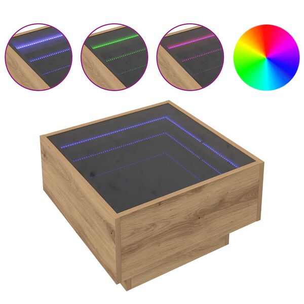 vidaXL Kaffeebord artisan ek 50 x 50 x 30 cm Konstruerat tr&auml;