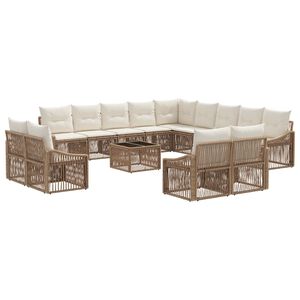 vidaXL Tr&auml;dg&aring;rdsoffset 14 pcs Beige konstrotting