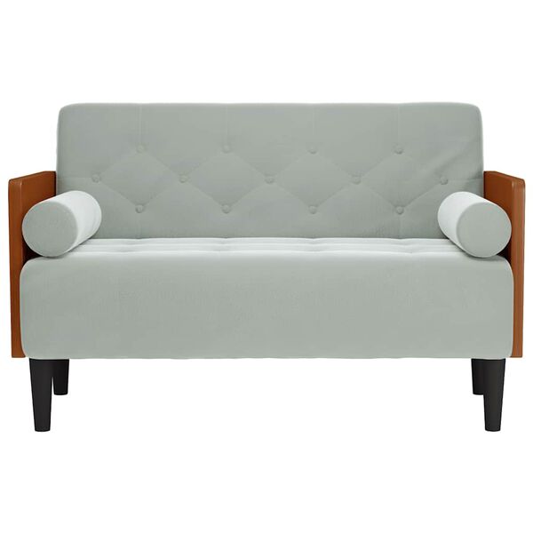 vidaXL Loveseat soffa med bolsterdynor ljusgr&aring; 110 cm sammet