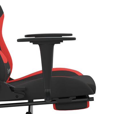 vidaXL Gamingstol med fotstöd och massage svart och röd tyg
