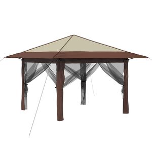 vidaXL Paviljong med 4 sidov&auml;ggar 3,3 x 3,3 m Kr&auml;m och brun