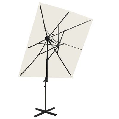 vidaXL Frihängande parasoll med ventilation sand 250x250 cm
