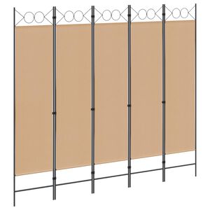 vidaXL 5-panel rumsavskiljare Beige 200 x 180 cm Tyg
