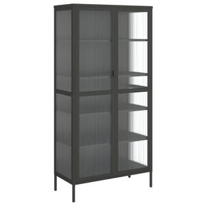 vidaXL H&ouml;gsk&aring;p svart 85x40x180 cm glas och st&aring;l
