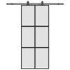 vidaXL Skjutd&ouml;rr med beslagssats svart 90x205 cm h&auml;rdat glas