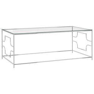 vidaXL Soffbord silver 120x60x45 cm rostfritt st&aring;l och glas