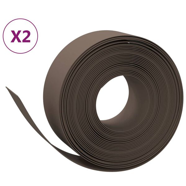 vidaXL Rabattkant brun 2 st 10 m 20 cm polyeten