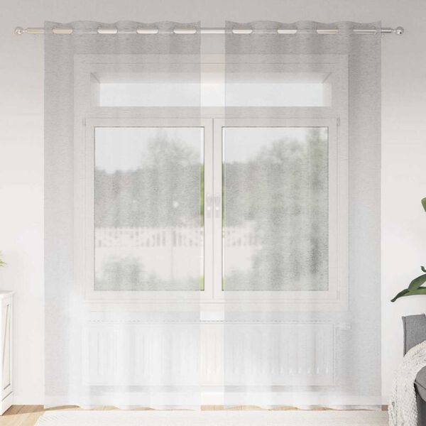 vidaXL Voile Gardin med gardiner 2 pcs Ljusgr&aring; 245 x 140 cm Polyester