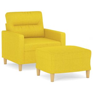vidaXL F&aring;t&ouml;lj med fotpall Ljusgul 60 cm tyg
