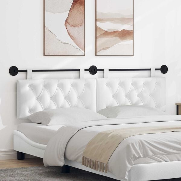 vidaXL H&auml;ngande Huvudgavel V&auml;ggmonterad Vit 190 x 55 x 7 cm tyg