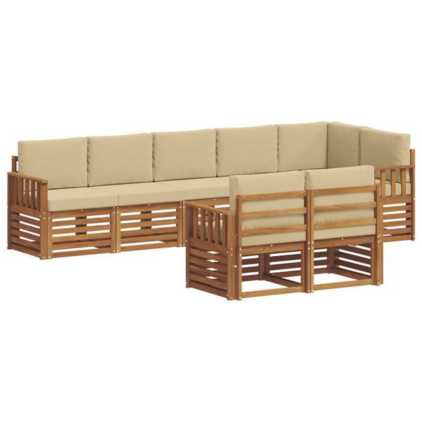vidaXL Soffgrupper 8 pcs Naturlig och Beige Massivt Akaciatr&auml;