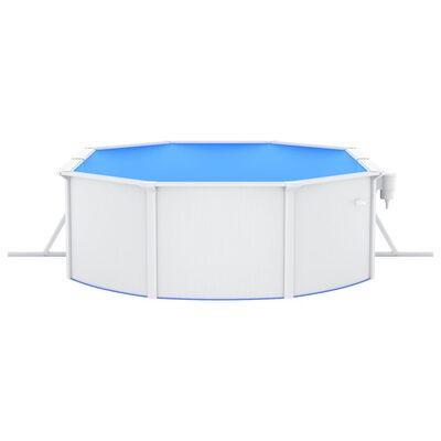 vidaXL Pool med stålväggar oval 490x360x120 cm vit