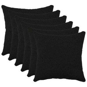 vidaXL Kudd&ouml;verdrag 6 st HEERLEN Svart 30 x 30 cm Boucl&eacute;