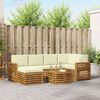 vidaXL Sektionsoffgrupp 7 pcs Naturlig och Gr&auml;dde Massivt Akaciatr&auml;