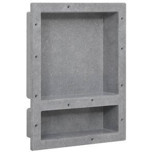 vidaXL Inf&auml;lld duschhylla niche 2 hyllor matt gr&aring; 41x51x10 cm