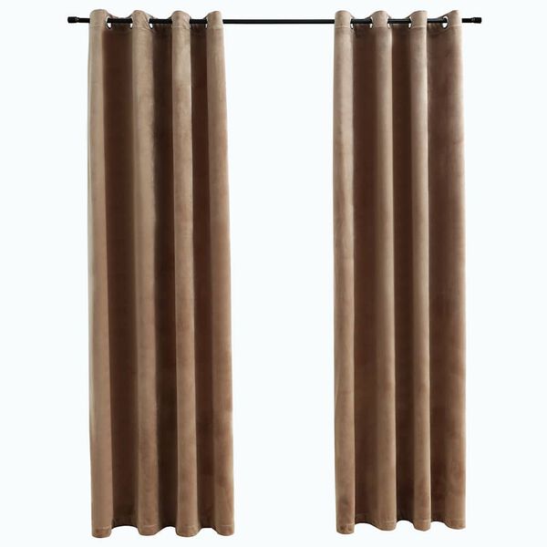 vidaXL M&ouml;rkl&auml;ggningsgardiner med ringar 2 st beige sammet 140x245 cm