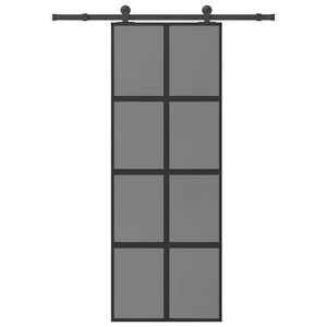vidaXL Skjutd&ouml;rr med beslagset h&auml;rdat glas och aluminium 76x205 cm