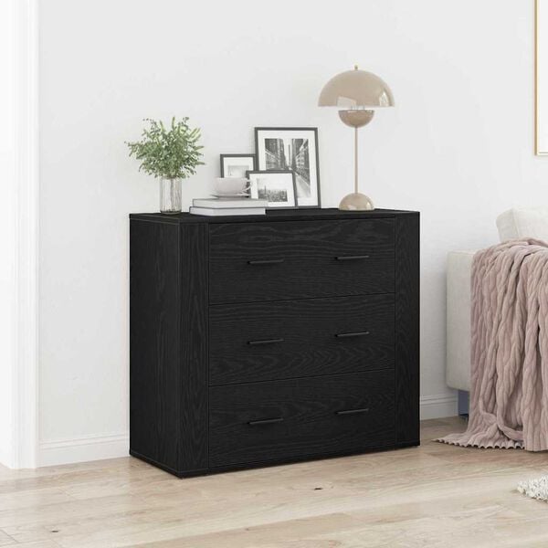 vidaXL Sideboard med l&aring;da Svart Ek 80 x 33 x 70 cm Konstruerat tr&auml;