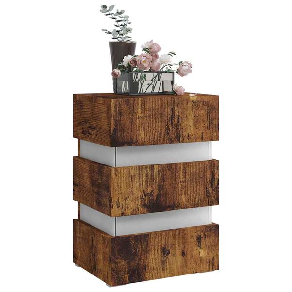 vidaXL S&auml;ngsk&aring;p LED r&ouml;kf&auml;rgad ek 45x35x67 cm konstruerat tr&auml;