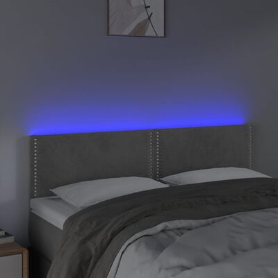 vidaXL Sänggavel LED ljusgrå 144x5x78/88 cm sammet