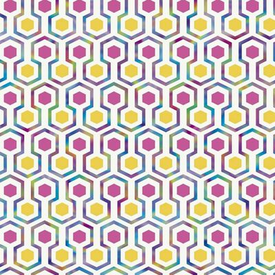Good Vibes Tapet Hexagon Pattern rosa och gul