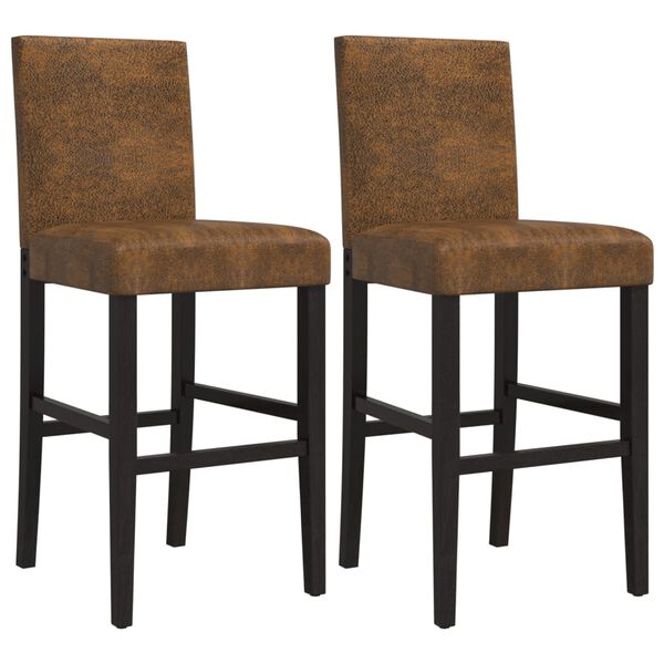 vidaXL Barstolar 2 st massivt gummiträ och tyg