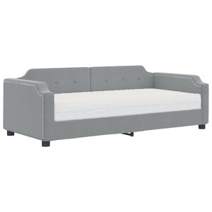 vidaXL Dagb&auml;dd med madrass ljusgr&aring; 80x200 cm tyg