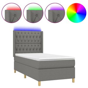 vidaXL Rams&auml;ng med madrass & LED m&ouml;rkgr&aring; 80x200 cm tyg