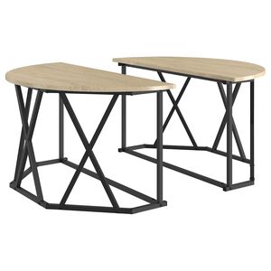 vidaXL Kaffeebord Sonoma-ek 80 x 80 x 42 cm Konstruerat tr&auml; och st&aring;l