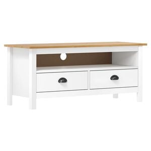 vidaXL TV-b&auml;nk Hill vit 110x40x47 cm massiv furu