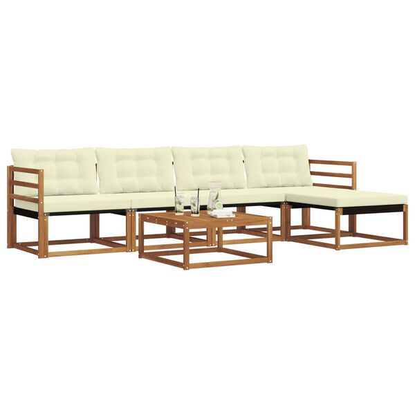 vidaXL Utomhussoffset med kudde 6 pcs Naturlig och Gr&auml;dde