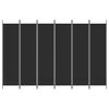 vidaXL Rumsavdelare 6 paneler svart 300x200 cm tyg