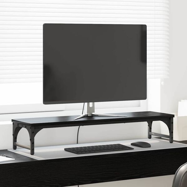 vidaXL Monitorst&auml;ll Svart Ek 85 x 23 x 15,5 cm Konstruerat tr&auml;