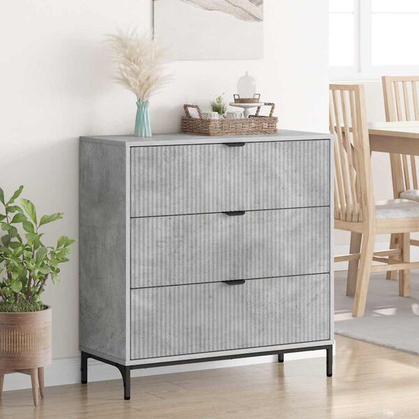 vidaXL Sideboard med l&aring;da Betonggr&aring; 79,5 x 33 x 82 cm Konstruerat tr&auml;