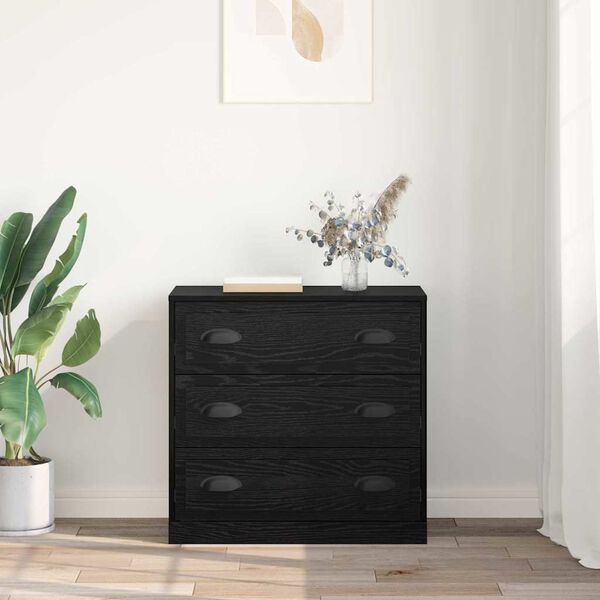 vidaXL Sideboard med l&aring;da Svart Ek 70 x 35,5 x 67,5 cm Konstruerat tr&auml;