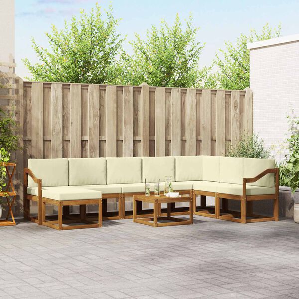 vidaXL Utomhussoffset med kudde 9 pcs Naturlig och Gr&auml;dde