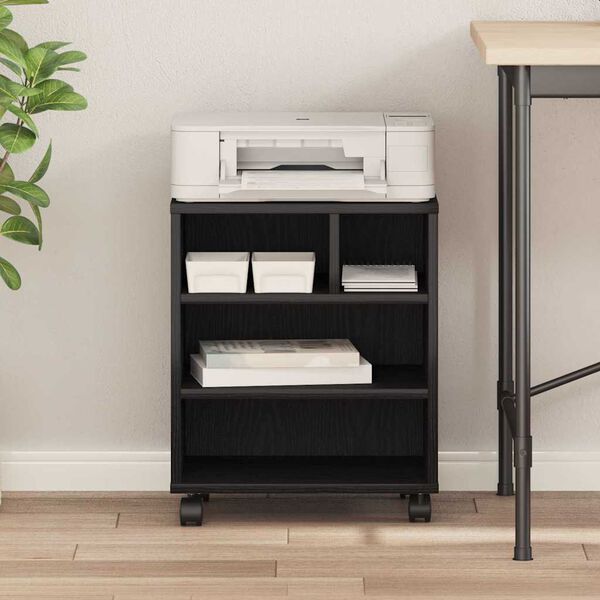 vidaXL Skrivarställ Svart Ek 41 x 32 x 48 cm Konstruerat trä