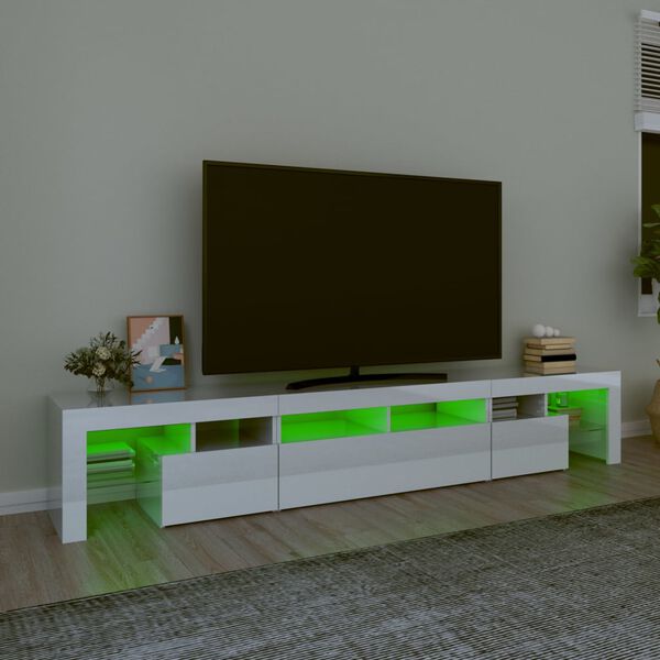 vidaXL Tv-b&auml;nk med LED-belysning vit h&ouml;gglans 230x36,5x40 cm