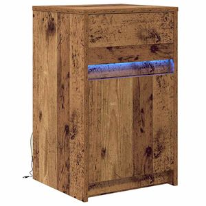 vidaXL LED S&auml;ngbord Cabinet med l&aring;da Gammalt tr&auml; 38 x 34 x 61 cm