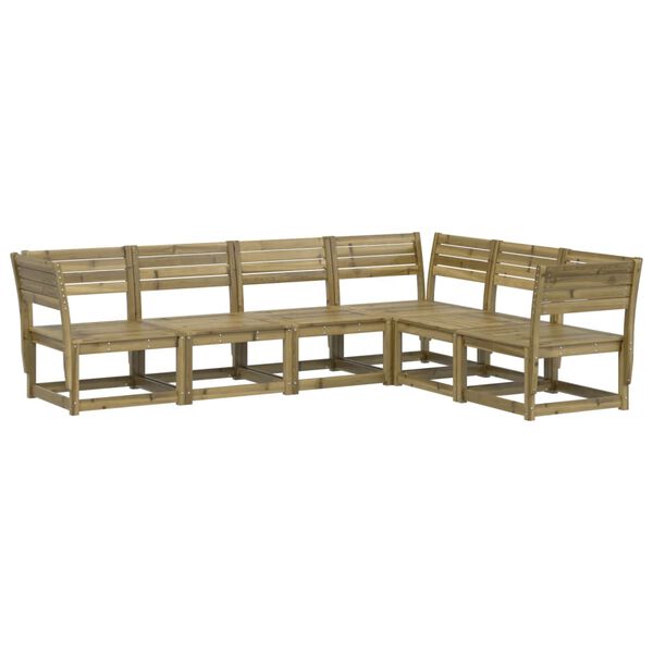 vidaXL Soffgrupp med dynor 6 delar impregnerad furu