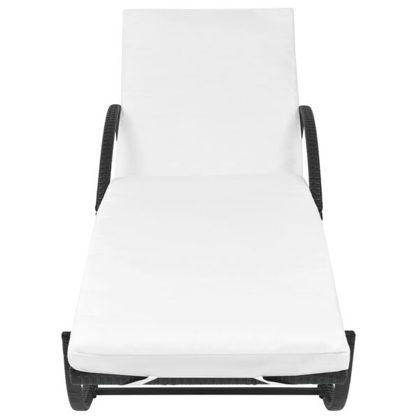 vidaXL Solsäng med dyna & bord konstrotting svart