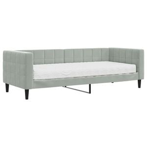vidaXL Dagb&auml;dd med madrass ljusgr&aring; 80x200 cm sammet