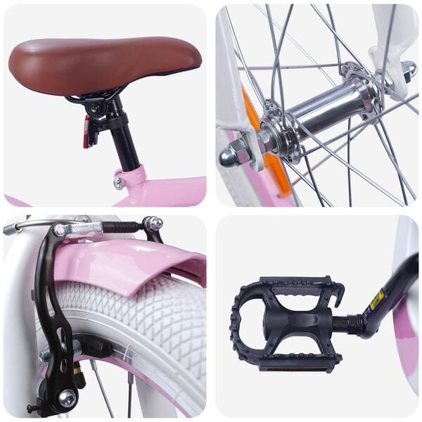 vidaXL Barncykel 18 Tum f&ouml;r 5-7 &aring;r gamla Ljusrosa