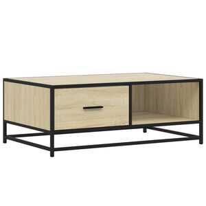 vidaXL Soffbord sonoma-ek 90x57x35 cm konstruerat tr&auml; och metall