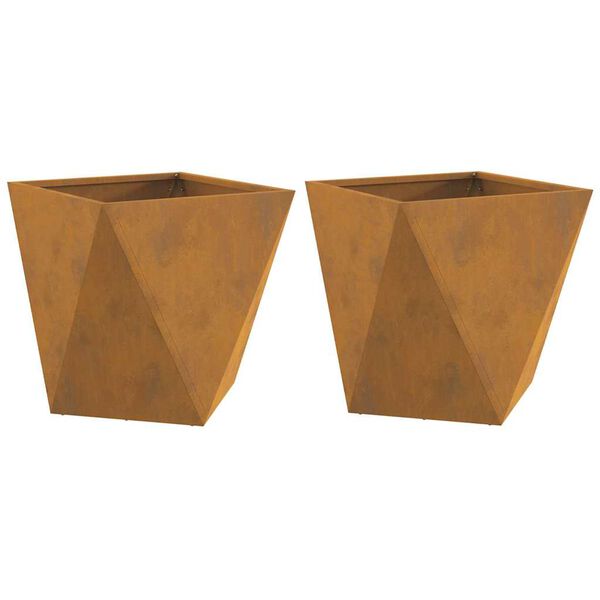 vidaXL Planteringskärl 2 pcs Rostig 40 x 40 x 40 cm